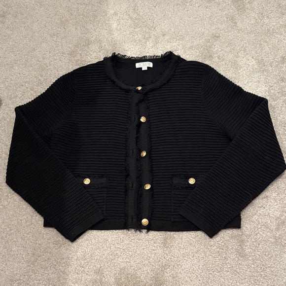 J. Crew black and gold button lady cardigan sweater - Picture 1 of 5